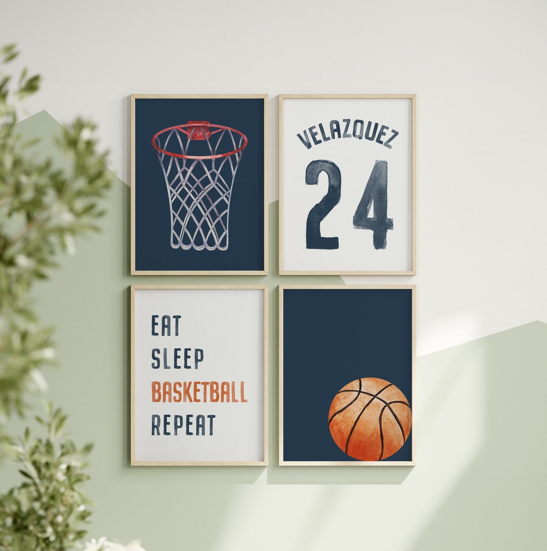 Basketball Wall Art Set Of 4 Basketball Bedroom Decor Watercolor Il Mz9d