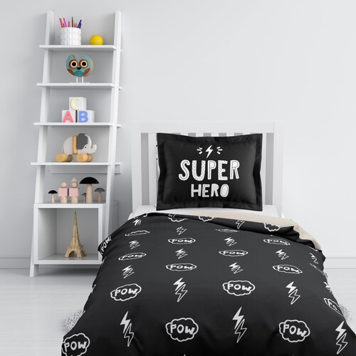 Super Hero Bedding Black Duvet Cover 