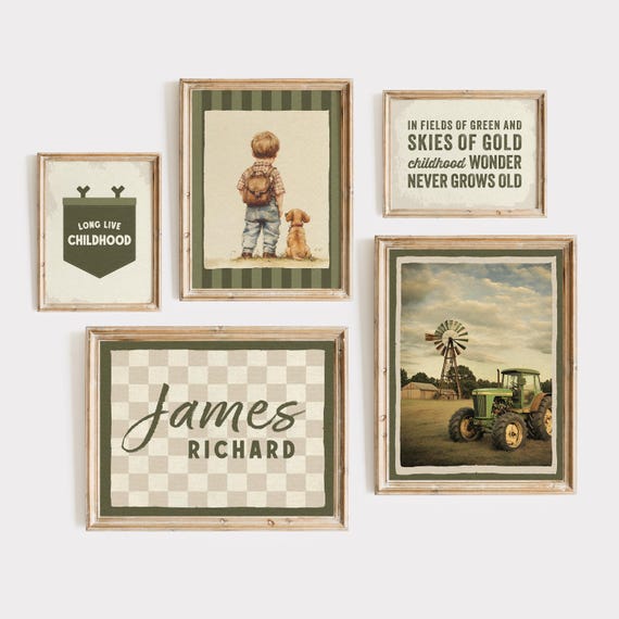 Personalized Farmhouse Nursery Prints: Set of 5 Prints | Digital Download |