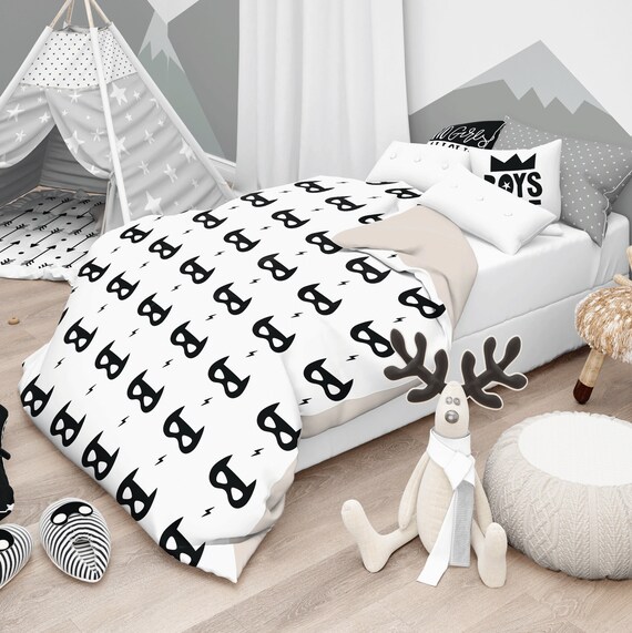 Toddler Bedding Boy Twin Duvet Cover Superhero Decor Boy Etsy