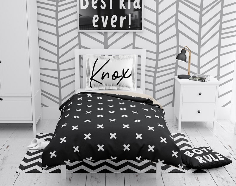 Monochrome bedding boy Twin size bed duvet Kids bedding Etsy