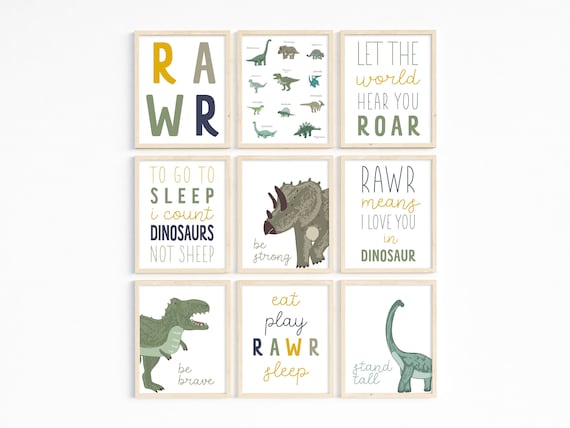 Dinosaur Nursery Art Prints: Colorful Dino Wall Decor (Digital Download)