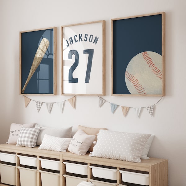 Impressions de baseball, impression de maillot de baseball, nom personnalisé, art mural baseball, décoration de chambre de garçon, à imprimer pour chambre d'enfant, art mural baseball