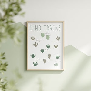 Dino Tracks, Green Shades Wall Art, Art mural de dinosaures, Impression de dinosaures, Impression numérique, Nursery Imprimable