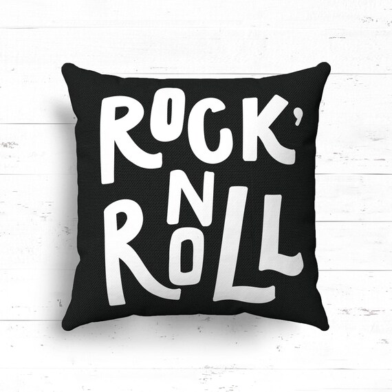 Rock N Roll Pillow Case Black And White Pillow Nursery Decor Etsy