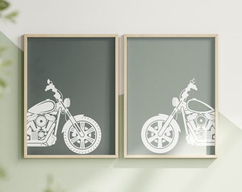 Chopper Motorcycle Print: Minimalist Kids Room Wall Art (Digital Download)