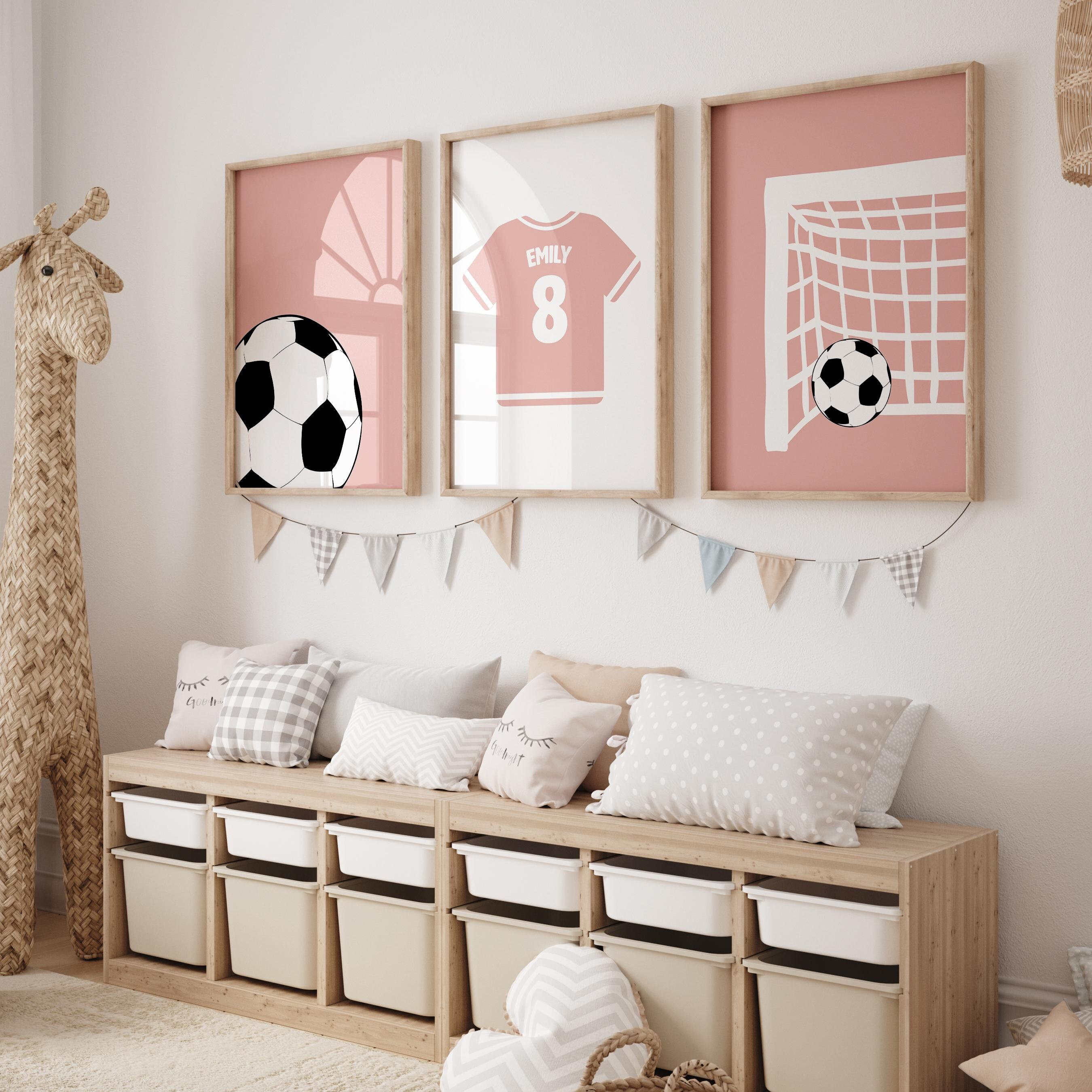 Girl Soccer Wall Art Girls Bedroom Decor Soccer Prints Set of 3 Soccer Poster Sports Nursery Custom Name and Number Digital Download Etsy