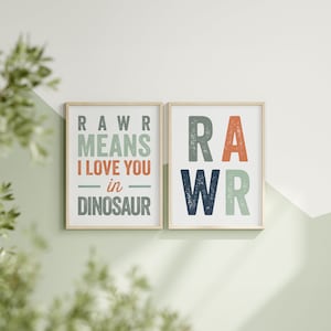 Dinosaur Wall Decor: RAWR Prints, Set of 2 (Digital Download)