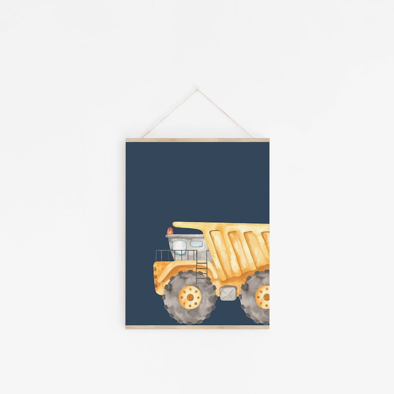 Tractor and Truck Prints, Boy Bedroom Wall Art, Construction Nursery, Watercolor Artwork, Kids Wall Decor Set of 3 Prints, Digital Download image 6