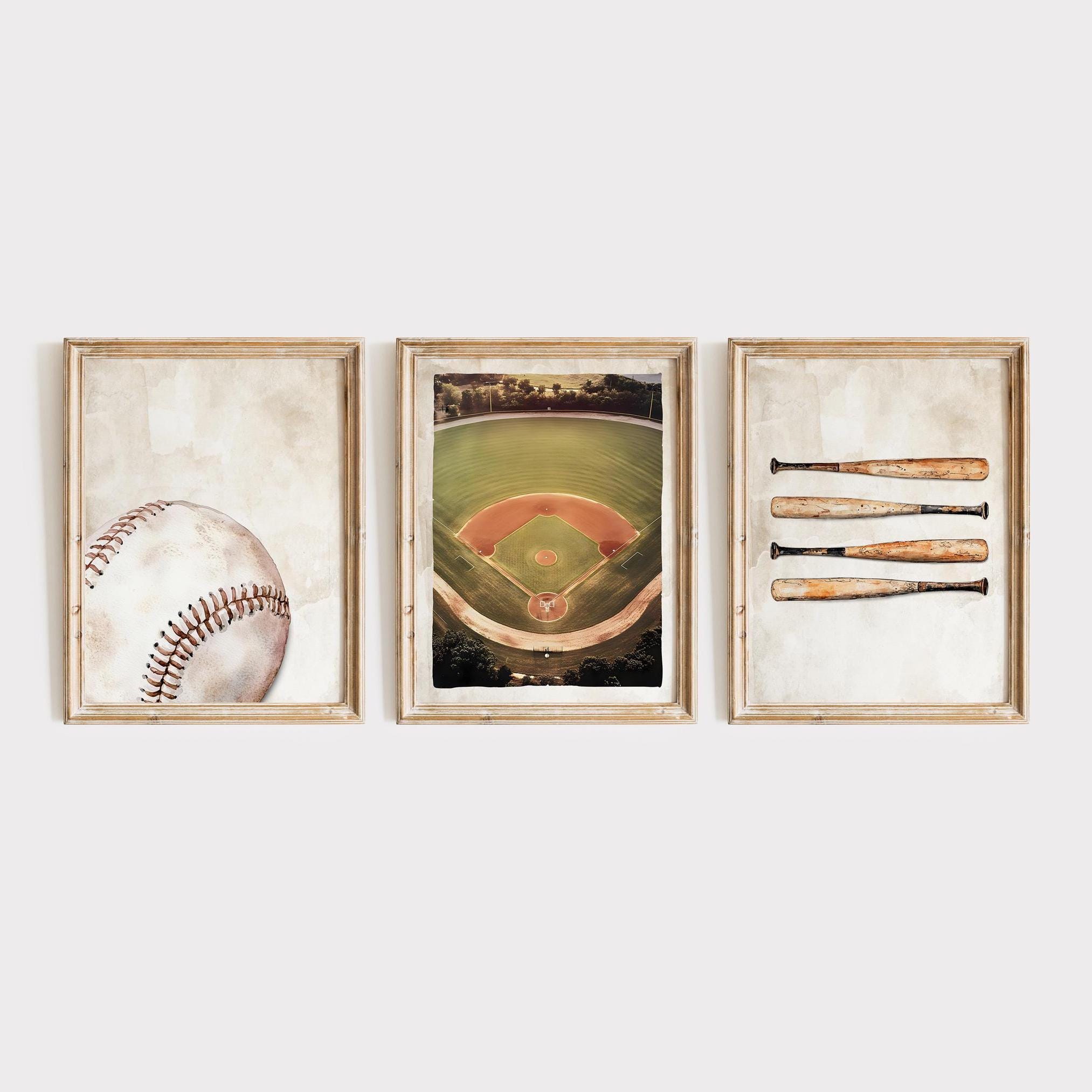 Lot De 4 Battes De Baseball En Bois Vintage - Déco Garage, Bureau Ou Chambre - Occasion