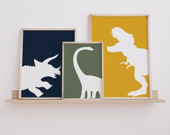 Dinosaur Prints: T-Rex, Triceratops, Brontosaurus Set (Digital Download)