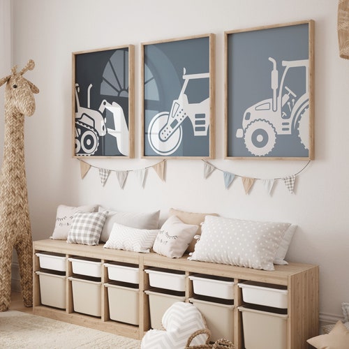 Construction Vehicle Prints Boys Room Decor Toddler Wall Etsy