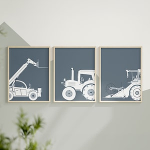 Bauernhof Fahrzeuge Drucke, Jungen Zimmer Dekor, Kleinkind Wandkunst, Kombinieren Druck, Zoom Boom, Traktor Wandkunst, Set von 3 Drucken, digitaler Download