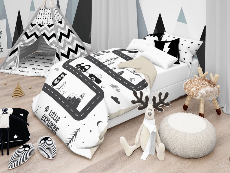Twin Duvet Cover Toddler Bedding Soft Covers Kids Nursery Decor Boy Scandinavian