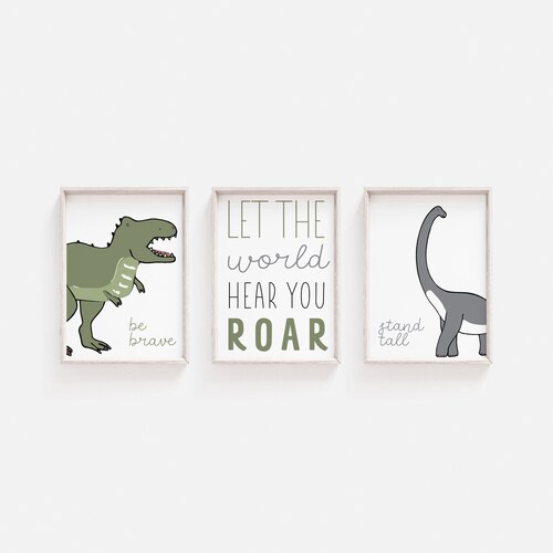 dinosaur-prints-for-boys-room-dinosaur-prints-set-of-3-etsy
