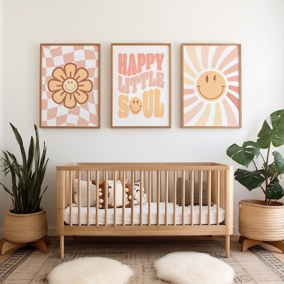 3-Pack Daisy Nursery Shelf Decor - Boho Wooden Flower With Pompom For Baby Girl Room, Classroom, Or Playroom