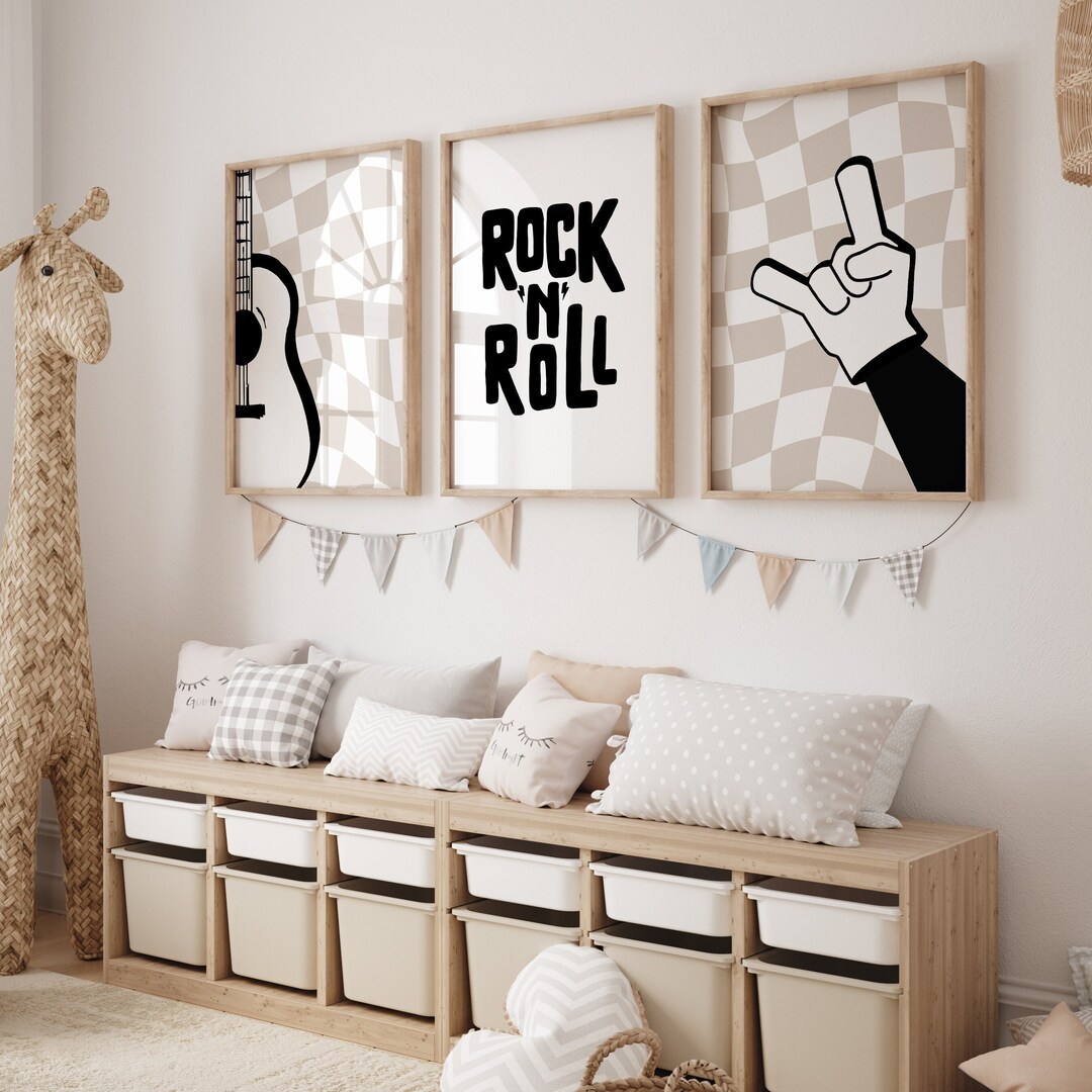 Rock 'N' Roll Nursery Poster, Music Themed Art, Neutral Nursery Decor, Boy Bedroom Wall Art