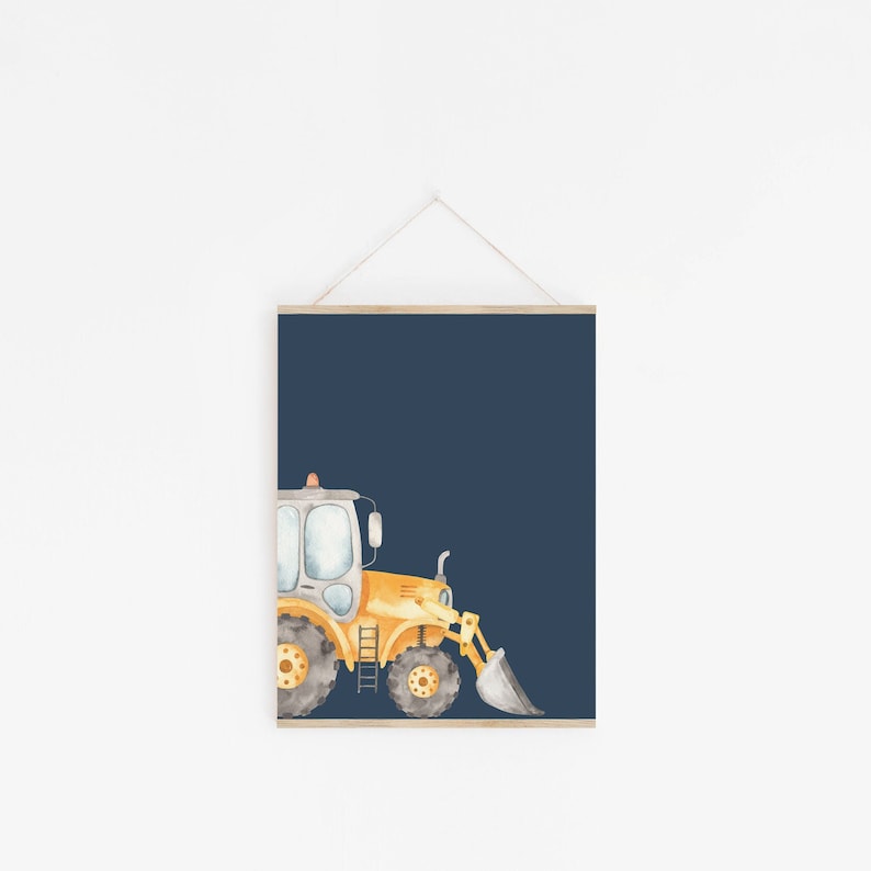 Tractor and Truck Prints, Boy Bedroom Wall Art, Construction Nursery, Watercolor Artwork, Kids Wall Decor Set of 3 Prints, Digital Download image 4