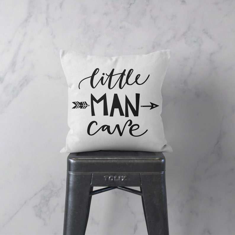Little Man Cave Throw Pillow Cover Baby Boy Nursery Etsy