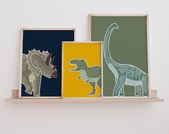 Dinosaur Prints Set: T-Rex, Triceratops, Brachiosaurus (Digital Download)