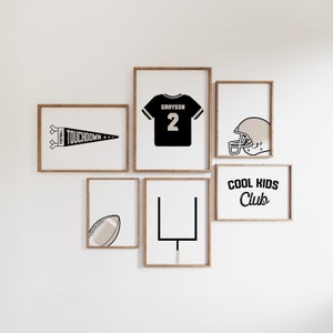 Football Prints Set of 6, Sport Nursery Decor, Custom Name Jersey, Gallery Wall Art, Football Downloadable Prints, Toddler Bedroom Prints