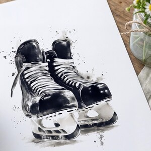 Personalized Hockey Wall Art, Custom Name & Number Watercolor Print, Build Your Own Set of 3 4 or 5 Posters, Boys Hockey Room Decor Gift imagem 10