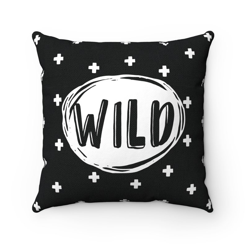Kid throw pillow Black and white pillow Toddler pillowcase Nursery decor boy Monochrome nursery