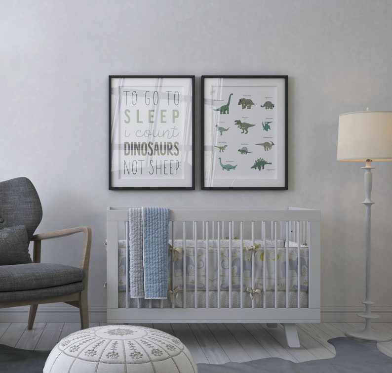 Dinosaur Nursery Wall Art Set of 3 Nursery Prints Nursery Etsy