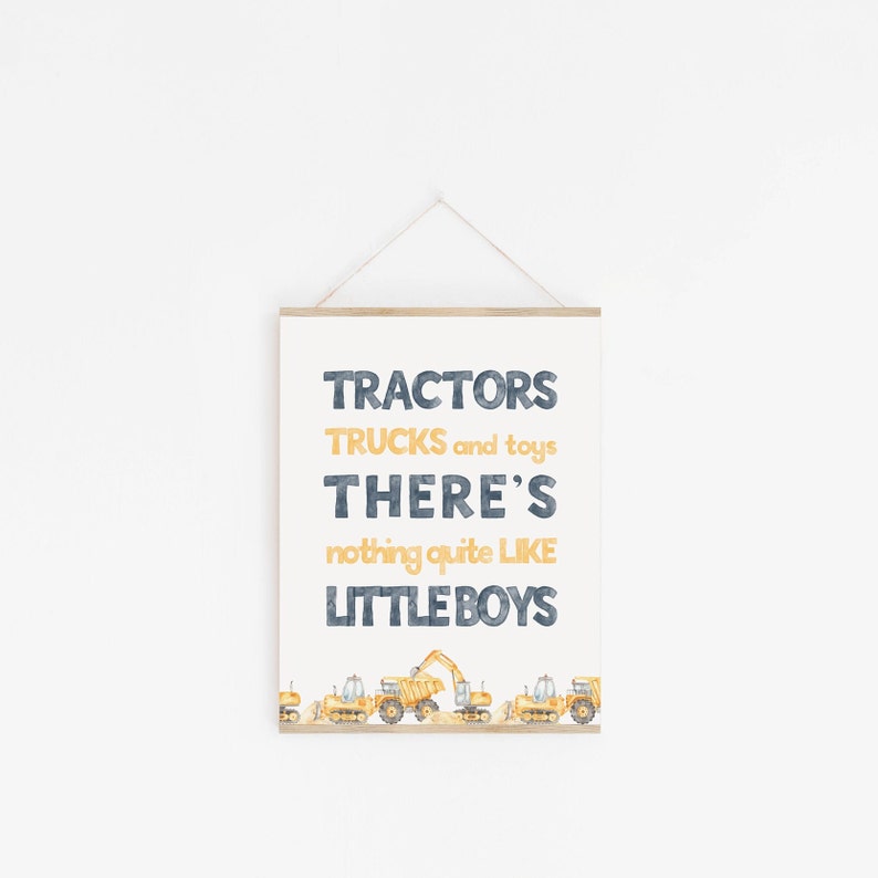 Tractor and Truck Prints, Boy Bedroom Wall Art, Construction Nursery, Watercolor Artwork, Kids Wall Decor Set of 3 Prints, Digital Download image 5