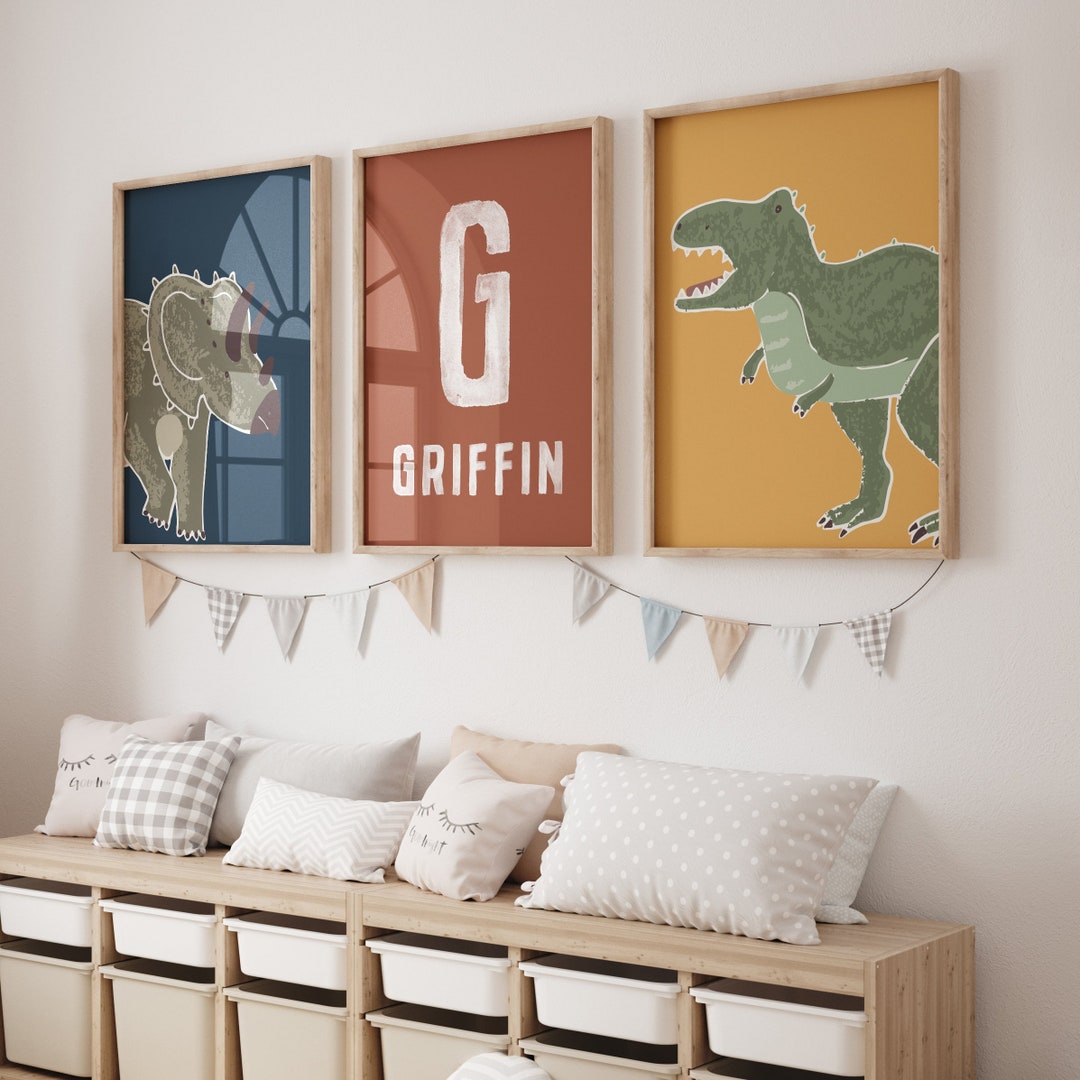 Dinosaur Nursery Prints: Boys Room Decor, Set of 3 (digital Download ...
