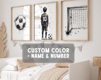 Custom Soccer Prints Set: Personalized Jersey, Boys Room Decor (Digital Download)