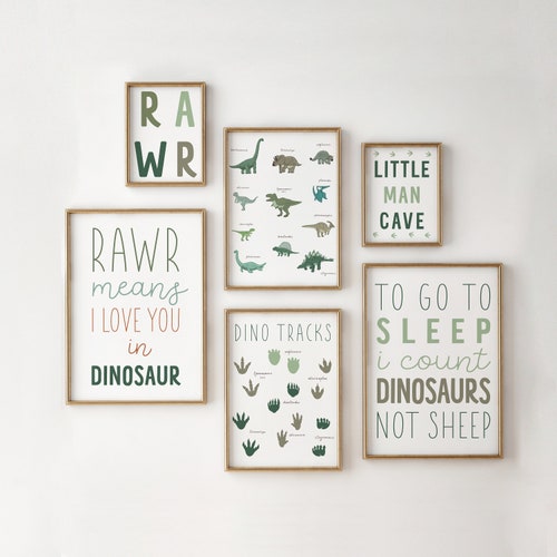 Set of 3 Dinosaur Prints Dinosaur Decor Dinosaur Wall Art Etsy