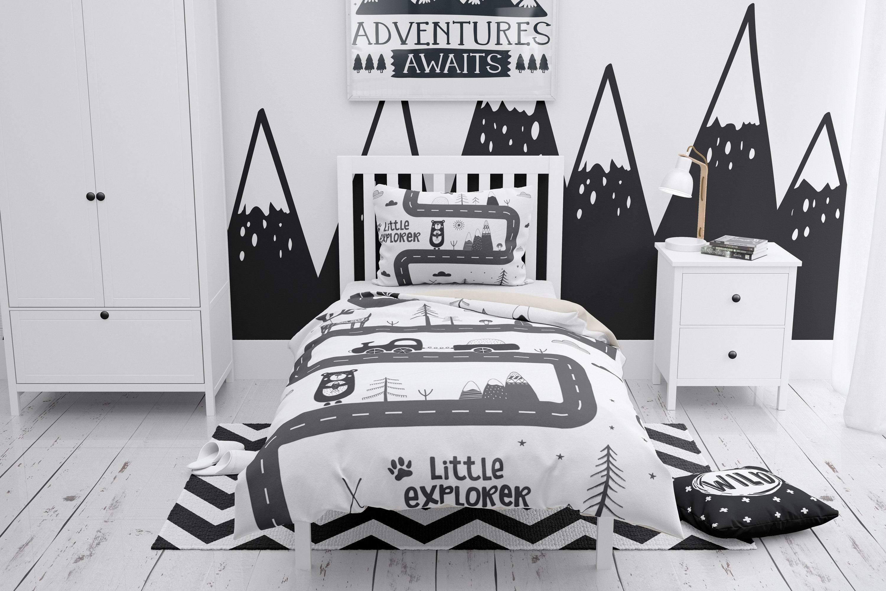 boys monochrome bedding