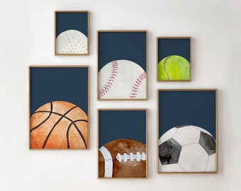 Sports Balls Wall Art, Kids Sports Wall Decor, Sports Nursery Prints, Sports Decor, Sports Poster, Nursery Watercolor Art, Digital Download