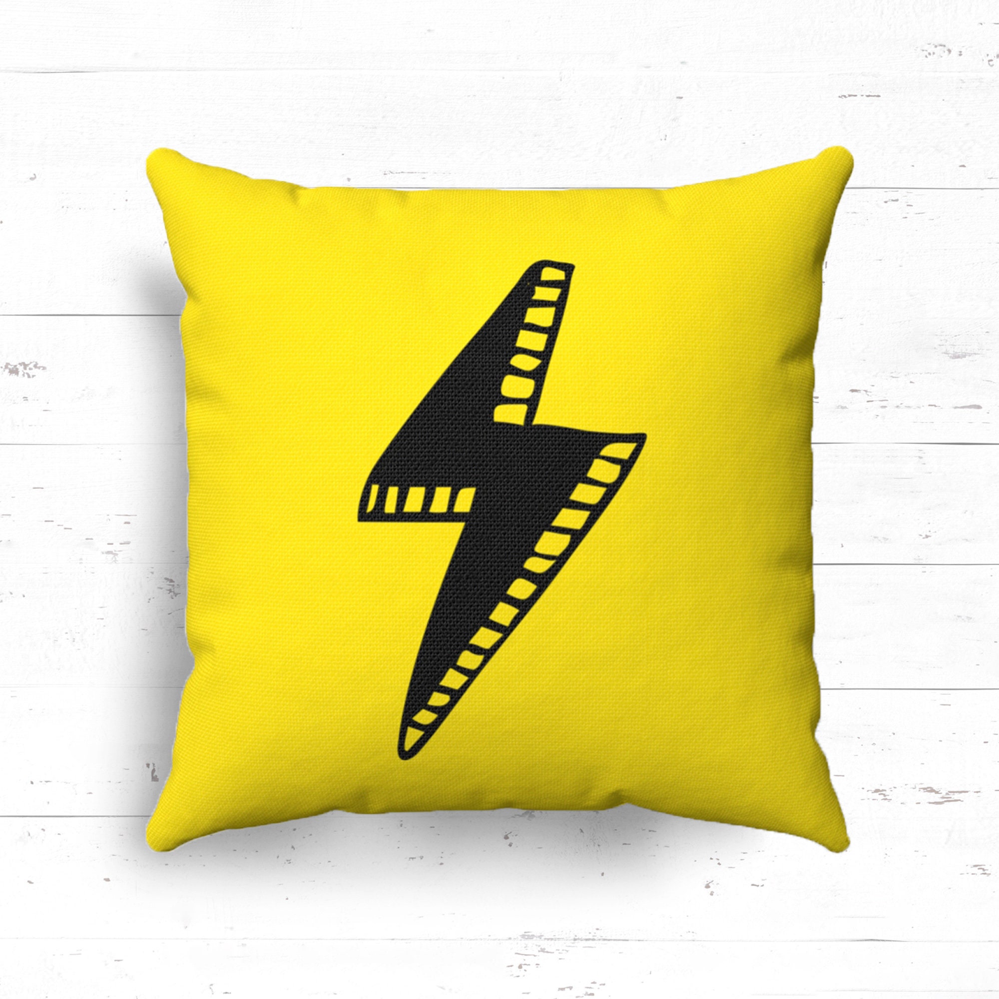 Lightning Bolt Pillow Cover Yellow Pillow Case Nursery Decor Etsy