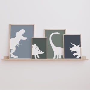 Set of 4 Dinosaur Prints, T-Rex Print, Dinosaur Artwork, Triceratops Poster, Brontosaurus, Stegosaurus, Dinosaur Decor, Digital Download