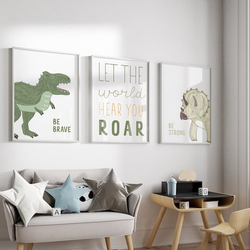 Dinosaur Bedroom Wall Art Nursery Prints Dino Printables Etsy