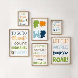 Set of 6 dinosaur nursery prints, Dinosaur wall art, Dinosaur decor, Boys room wall art, Kids wall art, Dinosaur art