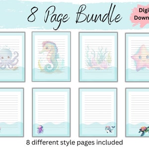 Digital Ocean Stationery Printable Note Paper Download Lined - Etsy