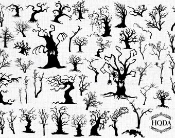 50 halloween dead trees silhouettes svg 50 spooky halloween trees svg designs printable cut files cricut silhouette studio