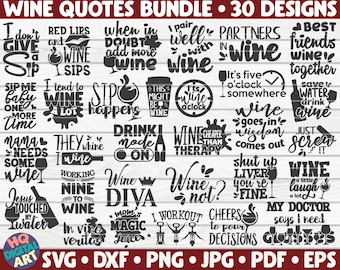 Wine SVG Bundle / 30 designs / Free Commercial Use  / Cut Files for Cricut / clipart / printable / vector / instant download