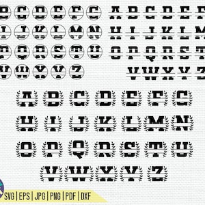 HUGE Split Monogram Alphabet Bundle SVG / Split Monogram Frame Alphabet Bundle / 26 Letter Designs / Digital Download for Cricut, Silhouette image 5