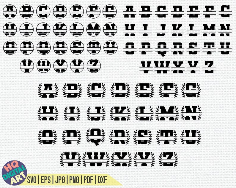 HUGE Split Monogram Alphabet Bundle SVG / Split Monogram Frame Alphabet Bundle / 26 Letter Designs / Digital Download for Cricut, Silhouette image 5