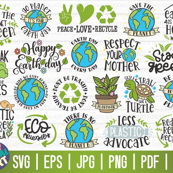 Earth day SVG Bundle ONE / Free Commercial Use / Cut Files for Cricut / Clipart / vector / instant download