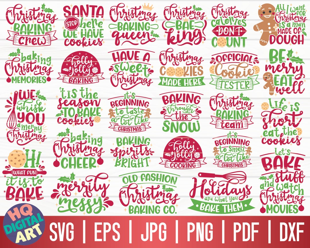 Christmas Baking Quotes SVG Bundle / 27 Designs / Free Commercial Use