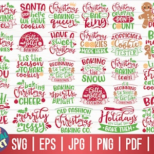 Christmas Baking Quotes SVG Bundle / 27 diseños / Uso comercial gratuito / Archivos de corte para Cricut / Archivo de corte / Clipart / Imprimible / Vector