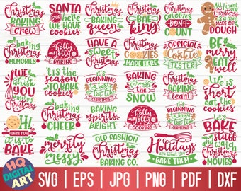 Christmas Baking Quotes SVG Bundle / 27 designs / Free Commercial Use / Cut Files for Cricut / Cut File / Clipart / Printable / Vector