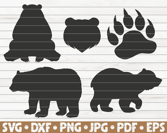 5 Bears Silhouettes / Cut File / cliparts / printable / vectors / commercial use instant download