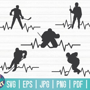 IJshockey pulse line SVG / Hockey hart lijn SVG / bestand knippen / clipart / afdrukbaar / vector / commercieel gebruik / instant download