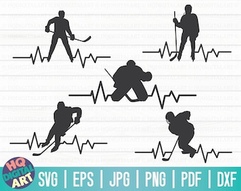 Ice hockey pulse line SVG / Hockey heart line SVG / Cut File / clipart / printable / vector / commercial use / instant download